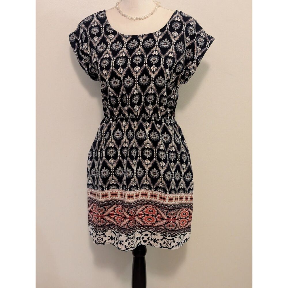 Hippie Rose Boho Geometric Medallion Print Mini Dress
